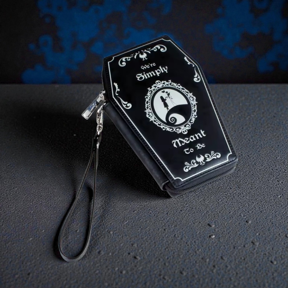 Black Coffin-Shaped Wristlet Halloween Purse